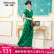 帝弗·潤馳夏天長(cháng)款連衣裙2025新款波點(diǎn)長(cháng)裙大擺裙綠色印花洋氣雪紡拖地長(cháng)裙 綠色 S