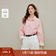茵曼2025秋冬女裝新款 粉色純棉撞色袖口襯衫休閑寬松長(cháng)袖襯衣上衣 藕粉色 M