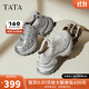 他她（TATA）女鞋網(wǎng)面鞋子秋季新款時(shí)尚休閑鞋百搭增高老爹鞋CZX02CM5 灰/銀 37