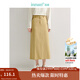 茵曼（INMAN）法式微A字半身裙2025春秋女裝新款系帶高腰后中開(kāi)叉長(cháng)裙子 淺咖啡 M