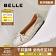 百麗（Belle）舒芙蕾絨面平跟單鞋女2025秋新商場(chǎng)款羊皮軟底便鞋E1E1DCQ5 米白 37