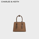 CHARLES&KEITH25冬新品復古絨面手提兔耳托特包新年禮物送女友CK2-30782733-1 Mocha Brown摩卡棕 S