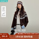 茵曼（INMAN）2025秋冬女裝新款費爾島撞色幾何提花毛衣外套疊穿針織衫開衫 深咖色 M