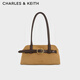 CHARLES&KEITH25秋新品復(fù)古絨面腰帶式長柄腋下包生日禮物CK2-20271613-1 Sahara Sand沙色 M