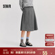 森馬（Semir）森馬半身裙女仿毛呢裙子24冬新款A(yù)字百褶裙遮胯顯瘦109724120001