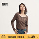 森馬（Semir）長(cháng)袖T恤女短款撞色打底衫簡(jiǎn)約風(fēng)秋季假兩件修身衣服101524101005