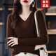 Aosijie高端品牌 針織打底衫秋冬新款套頭簡(jiǎn)約百搭保暖內搭毛衫上衣 北美焦糖 2XL