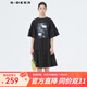 S.DEER圣迪奧女夏季時(shí)尚圓領(lǐng)字母抽褶不規則短袖連衣裙S22281241 黑色/91 L 170