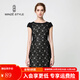 名師路品牌女裝夏裝歐美純色一步裙短袖蕾絲連衣裙 黑色88 XL