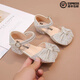 巴布豆女童涼鞋公主鞋2025夏季新款兒童水晶鞋扣帶高跟鞋表演走秀單鞋 米白色 31 內長(cháng)20cm