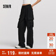 森馬（Semir）休閑褲女冬加絨寬松拖地闊腿褲拽姐松弛感炸街工裝褲101724127018