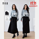 梵希蔓黑色后開(kāi)叉半身裙女2025年冬季新款高腰包臀裙顯瘦直筒長(cháng)裙 M9936 黑色 L