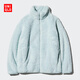 優(yōu)衣庫女裝長(cháng)絨搖粒絨拉鏈茄克/長(cháng)袖外套夾克470137 60 淺藍色 2XL