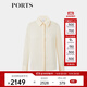 PORTS寶姿女裝商場(chǎng)同款早秋襯衫優(yōu)雅通勤真絲襯衫LP8B003KWT003 亞麻淺金 M (6)