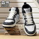 森馬高幫鞋子男春季小眾設計感黑白熊貓板鞋真皮運動(dòng)百搭休閑小白男鞋 白黑 （基礎款） 41