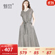 魅斑修身顯瘦超好看氣質感連衣裙女中長款2025夏季新款灰色襯衫裙 灰色 M