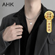 AHK雙層疊戴項鏈男女潮流鈦鋼吊墜首飾品紀念日生日禮物送男朋友老公 雙層疊戴方牌項鏈【經(jīng)典款】