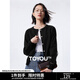 初語(yǔ)薄款圓領(lǐng)針織開(kāi)衫女小外套春秋新款百搭短款早秋外搭上衣 黑色8433806預售11-3 L