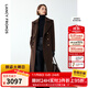 朗姿純羊毛軍旅風(fēng)收腰顯瘦氣質(zhì)高級呢子大衣修身毛呢外套冬季新款 棕色 M