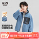 左西男童搖粒絨2025新款外套秋裝兒童發(fā)熱抗靜電抓絨衣 藍色 160