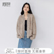 對白小香風(fēng)夾花短款針織開(kāi)衫女2025秋新款高級感優(yōu)雅寬松毛衣外套 淺花駝 M