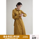 獨束大碼女裝解構主義收腰連衣裙冬裝新款設計感襯衫領(lǐng)中長(cháng)款裙子 黃色 L