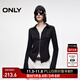 ONLY2025秋季新款時(shí)髦V領(lǐng)雙開(kāi)拉鏈修身純色開(kāi)衫衛衣女|12549R005 H1Z黑色 M