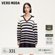 VEROMODA連衣裙女2025新款條紋V領(lǐng)荷葉邊學(xué)院風(fēng)針織連衣裙甜美減齡海藍色170/88A/L