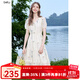 百圖betu女裝2025夏季新款短袖連衣裙重工刺繡文藝連衣裙裙子2507T67 杏色 M