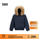 森馬（Semir）羽絨服女冬季可脫卸毛領(lǐng)牛角扣寬松80絨子2025新款學(xué)院風(fēng)外套 暮藍（灰鴨絨）81003 M