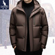 袋鼠短款羽絨服男士連帽冬季簡(jiǎn)約百搭防寒面包服休閑加厚保暖鴨絨外套 咖色 3XL (190)建議170斤-185斤