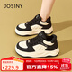 卓詩(shī)尼厚底休閑鞋女加絨保暖松糕底板鞋百搭運動(dòng)鞋 米黑【薄絨】 37 
