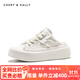 CHERY KALLY潮牌輕奢高級感外穿厚底帆布半拖鞋女一腳蹬時(shí)尚包頭拖鞋女 白色3282 35