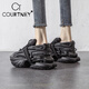 Courtney品牌厚底炸街老爹鞋女2025新款宇宙飛船太空游艇鞋減震情侶松糕鞋 黑色 單層 37