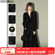 COCOBELLA[竹影拓印]新中式絲絨連衣裙小黑裙國風(fēng)襯衫裙FR0002-4 玄竹黑 L