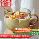 拜杰早餐杯燕麥杯玻璃碗茶色玻璃杯杯子牛奶杯馬克杯水杯帶勺子430ML