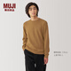 無(wú)印良品（MUJI）男式 使用大豆纖維 中針距圓領(lǐng)毛衣 男士冬季男款針織衫 AA0QWA4A 深暗黃色 S (165/84A)