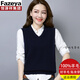 彩羊（Fazeya）恒源祥集團100%純羊毛背心外穿馬甲女春秋冬V領(lǐng)內搭短款毛衣坎肩 深藍色 藏青 M