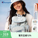 Champion冠軍老花雙肩包女春夏新款潮牌老錢(qián)風(fēng)滿(mǎn)印老花背包復古 淺藍 均碼