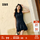 森馬（Semir）連衣裙女polo領(lǐng)無(wú)袖花苞裙甜酷2025夏新款辣妹分割短裙小個(gè)子 深藍80801 S