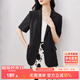 尚都比拉立體垂順夏季休閑短袖西裝外套女高級感通勤小西服 黑色 S 