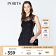 PORTS寶姿 新品商場(chǎng)同款夏新款女裝無(wú)袖吊帶內(nèi)襯假兩件上衣 黑色 M (6)