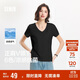 森馬（Semir）短袖t恤女涼感抗菌正肩修身2025夏顯瘦V領(lǐng)白色打底衫109325100002