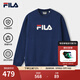 FILA 斐樂(lè )官方情侶款套頭衛衣2025秋季新款休閑寬松長(cháng)袖加絨保暖上衣 【加絨】中世紀藍-DB L 175/96A/L