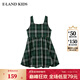 E·LAND KIDS衣戀女童連衣裙秋季新品復古格紋收腰裙子 Green綠色/40 140