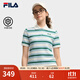 FILA 斐樂官方女子針織短袖POLO衫2025秋季新款時尚修身條紋上衣 云菇白-WT M 165/84A/M