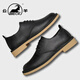 公羊休閑皮鞋男鞋秋冬新款潮流真皮英倫商務(wù)正裝鞋子男軟底中年爸爸鞋 黑色 【標準皮鞋碼】 41 (255mm)