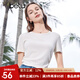 百圖betu女裝夏季新款圓領(lǐng)T恤抽褶魚(yú)尾下擺百搭短袖女2405T08 米白 M