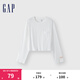Gap女裝純棉拼接口袋長(cháng)袖T恤簡(jiǎn)約百搭純色上衣639096 白色 165/84A(M) 亞洲尺碼