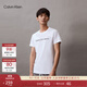 Calvin KleinJeans夏季男女情侶中性簡(jiǎn)約經(jīng)典ck印花純棉通勤短袖T恤J323261 YAF-白色 XL  （推薦165-180斤）